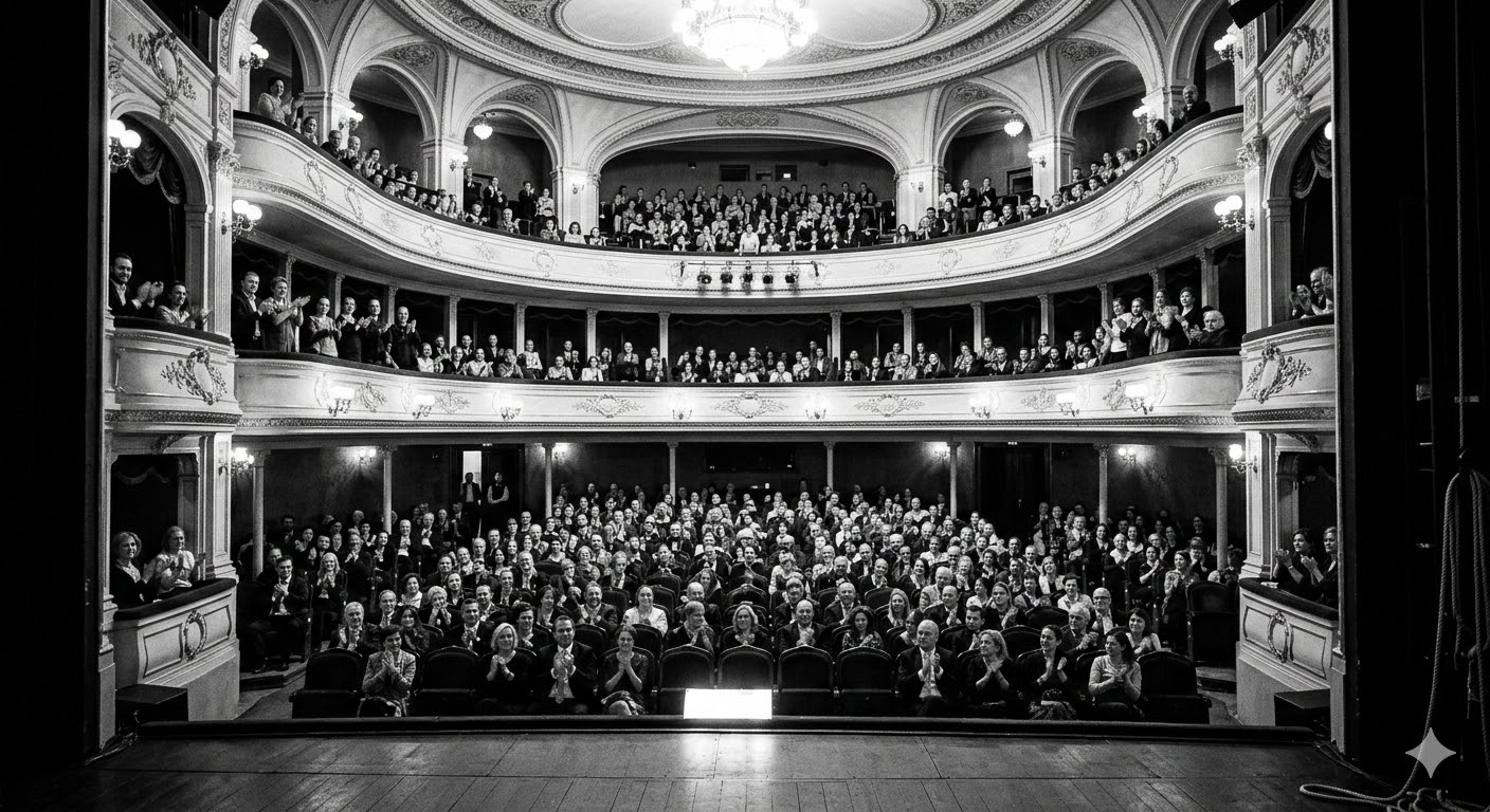 Widownia teatralna widziana ze sceny